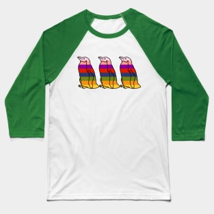 Three Rainbow Penguins Baseball T-Shirt